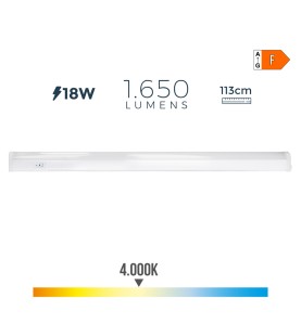 Regleta led 18 w 4000 k luz dia 1650 lm 113,8 x 2,5 x 3,6 cm