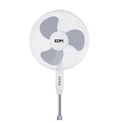 Ventilador de pie, blanco, potencia 45 w, db 60, aspas ø40 cm, altura regulable 105-125 cm