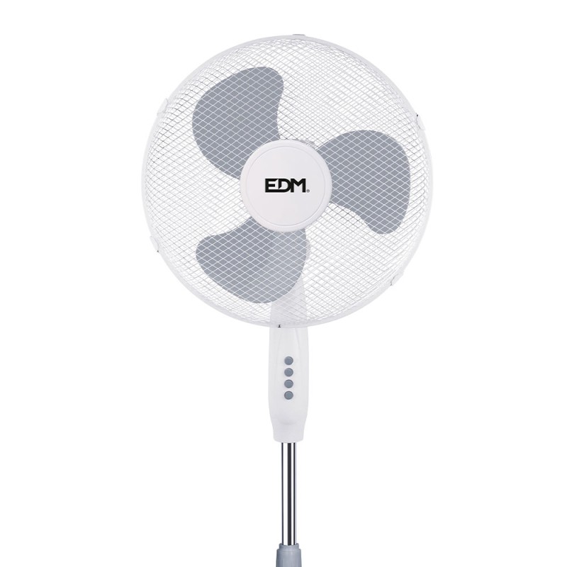 Ventilador de pie, blanco, potencia 45 w, db 60, aspas ø40 cm, altura regulable 105-125 cm