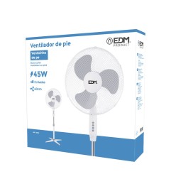Ventilador de pie, blanco, potencia 45 w, db 60, aspas ø40 cm, altura regulable 105-125 cm
