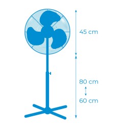 Ventilador de pie, blanco, potencia 45 w, db 60, aspas ø40 cm, altura regulable 105-125 cm