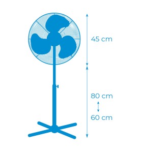 Ventilador de pie, blanco, potencia 45 w, db 60, aspas ø40 cm, altura regulable 105-125 cm