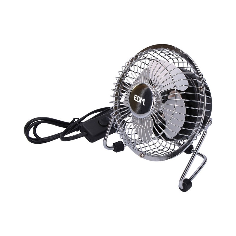 Mini ventilador industrial, de sobremesa. color cromado. potencia: 15w 54,7 db aspas: ø10 x 15 cm