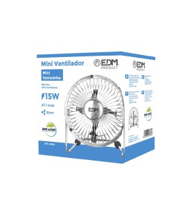 Mini ventilador industrial, de sobremesa. color cromado. potencia: 15w 54,7 db aspas: ø10 x 15 cm