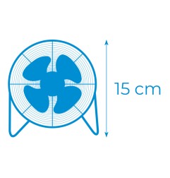 Mini ventilador industrial, de sobremesa. color cromado. potencia: 15w 54,7 db aspas: ø10 x 15 cm
