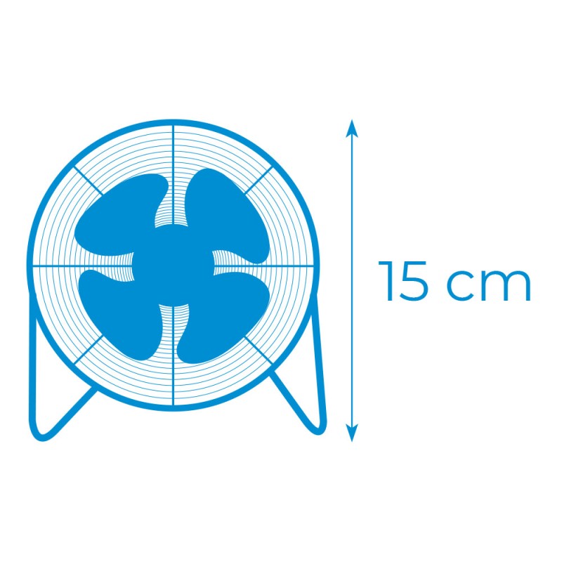 Mini ventilador industrial, de sobremesa. color cromado. potencia: 15w 54,7 db aspas: ø10 x 15 cm
