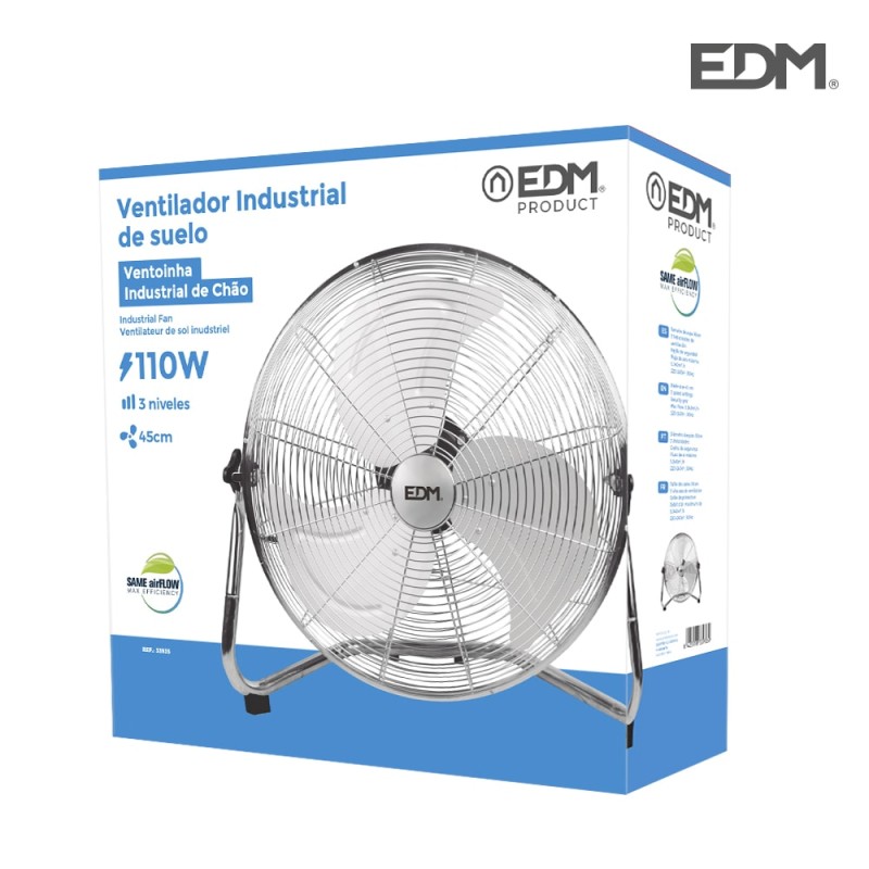 Ventilador industrial de suelo. color negro 100w 64,7 db aspas ø45 x 54 cm