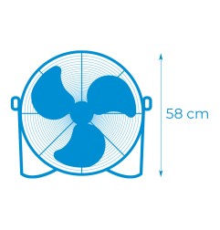 Ventilador industrial de suelo. color negro 120w 64,9 db aspas ø50 x 58 cm