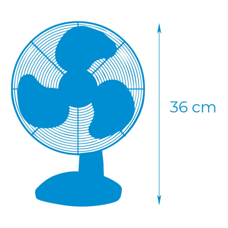 Ventilador de sobremesa. color blanco. potencia: 25 w 41 db aspas: ø23  27 x 24 x 36 cm