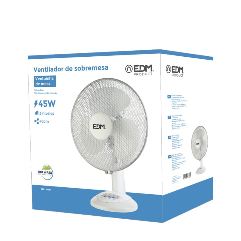 Ventilador de sobremesa. color blanco. potencia: 45w 54,14 db aspas: ø40 x 61 cm