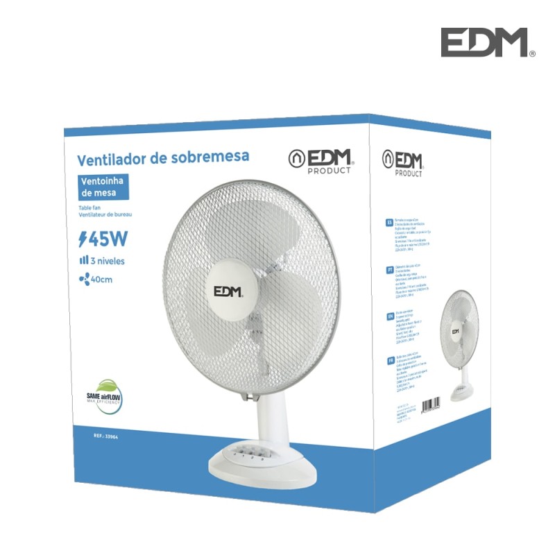Ventilador de sobremesa. color blanco. potencia: 45w 54,14 db aspas: ø40 x 61 cm