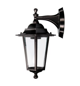 Aplique exterior zurich de aluminio y cristal e27 60 w sin bombilla, color negro, luz hacia abajo