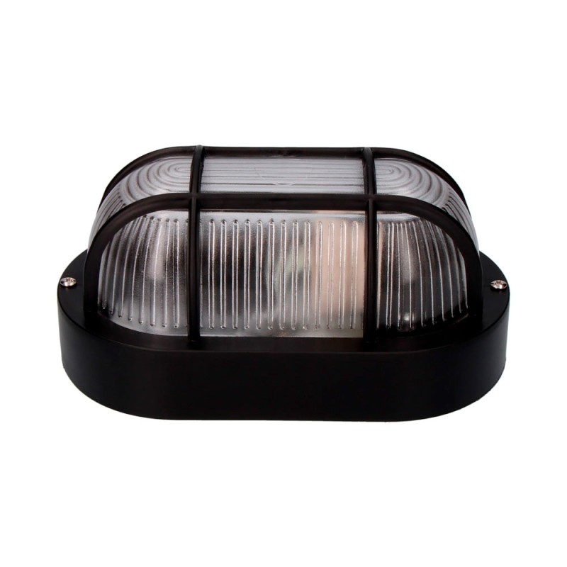 Aplique oval modelo tarragona ip54 1 x e27 40 w 11,4 x 20,2 x 10 cm, negro