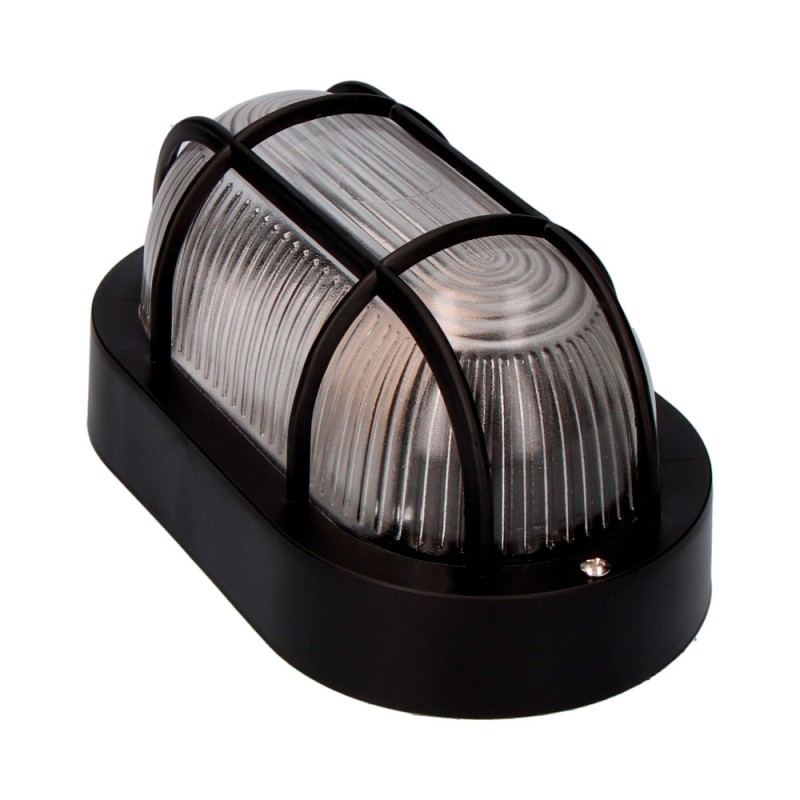 Aplique oval modelo tarragona ip54 1 x e27 40 w 11,4 x 20,2 x 10 cm, negro