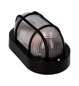 Aplique oval modelo tarragona ip54 1 x e27 40 w 11,4 x 20,2 x 10 cm, negro