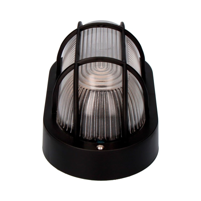 Aplique oval modelo tarragona ip54 1 x e27 40 w 11,4 x 20,2 x 10 cm, negro