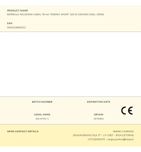 Bombilla halogena lineal 78 mm "energy saver" 160 w 220/240v (equ. 200w)