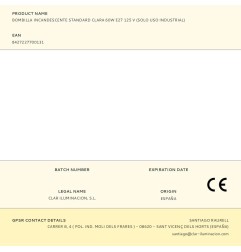 Bombilla incandescente standard clara 60w e27 125 v (solo uso industrial)