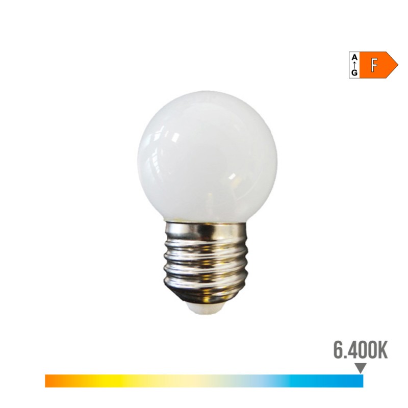 Bombilla esferica led e27 1,5 w 130 lm 6400 k luz fria ø45 x 69 mm