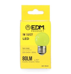 Bombilla esferica led e27 1 w 80 lm luz amarilla ø45 x 69 mm