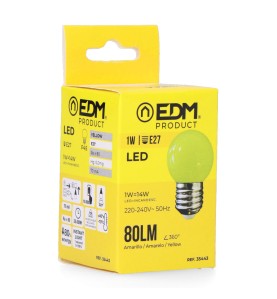 Bombilla esferica led e27 1 w 80 lm luz amarilla ø45 x 69 mm