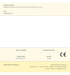 Bombilla vela led e14 5 w 400 lm 6400 k luz fria ø3,8 x 12,5 cm