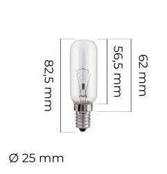 Bombilla incandescente tubular transparente 25 w e14