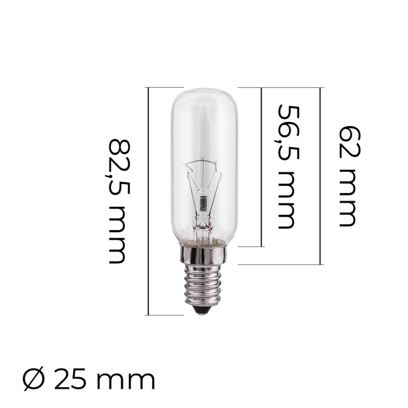 Bombilla incandescente tubular transparente 25 w e14
