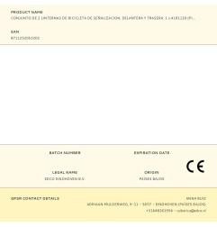 Conjunto de 2 linternas de bicicleta de señalizacion. delantera y trasera. 1 x 4lr1130 (pilas incluidas)