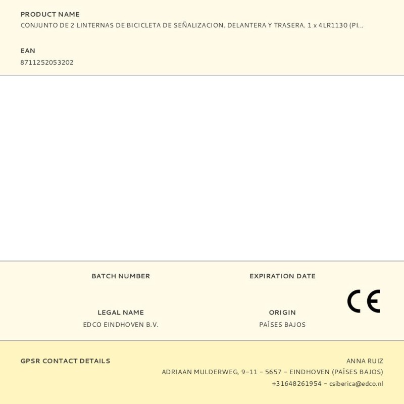 Conjunto de 2 linternas de bicicleta de señalizacion. delantera y trasera. 1 x 4lr1130 (pilas incluidas)