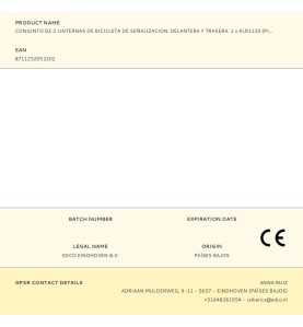 Conjunto de 2 linternas de bicicleta de señalizacion. delantera y trasera. 1 x 4lr1130 (pilas incluidas)