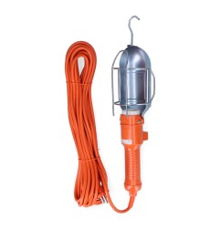 Lampara portatil con interruptor y gancho metalico. e-27 (10m de cable)