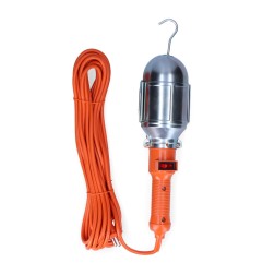 Lampara portatil con interruptor y gancho metalico. e-27 (10m de cable)