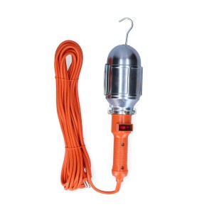 Lampara portatil con interruptor y gancho metalico. e-27 (10m de cable)