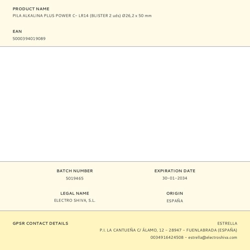 Pila alkalina plus power c- lr14 (blister 2 uds) ø26,2 x 50 mm