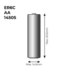 Pila de litio er6c - aa 3,6v (mod. 14505) 260 0mah ø14,5 x 50,5 mm