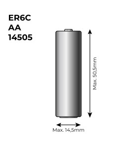 Pila de litio er6c - aa 3,6v (mod. 14505) 260 0mah ø14,5 x 50,5 mm