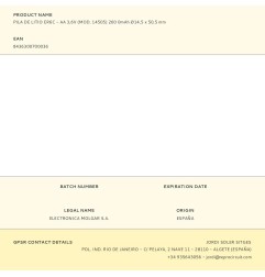 Pila de litio er6c - aa 3,6v (mod. 14505) 260 0mah ø14,5 x 50,5 mm