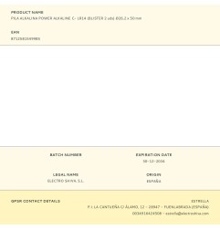 Pila alkalina power alkaline c- lr14 (blister 2 uds) ø26,2 x 50 mm