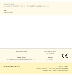 Pila alkalina longlife power aa - lr06 (blister 4 uds) ø14,5 x 50,5 mm