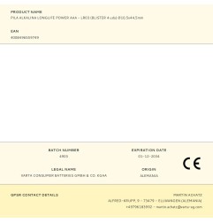 Pila alkalina longlife power aaa - lr03 (blister 4 uds) ø10,5x44,5mm