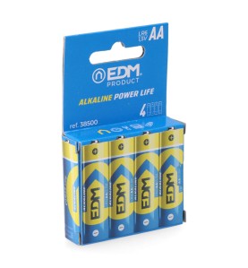 Pila edm alkalina long life aa - lr06 1,5v (blister 4 uds) ø14,5 x 50,5 mm