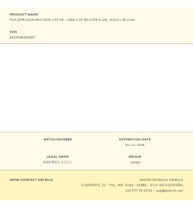 Pila edm alkalina long life aa - lr06 1,5v (blister 4 uds) ø14,5 x 50,5 mm