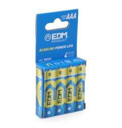 Pila edm alkalina long life aaa - lr03 1,5v (blister 4 unid.) ø10,5x44,5mm