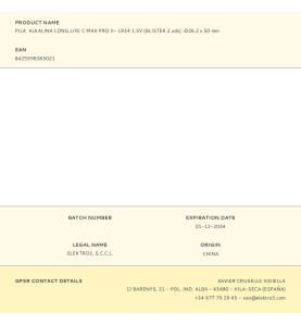 Pila alkalina long life c max pro ii- lr14 1,5v (blister 2 uds) ø26,2 x 50 mm