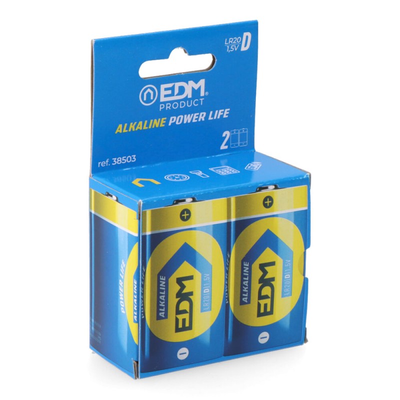 Pila alkalina power life d - lr20 1,5v (blister 2 uds) ø34,2 x 61,5 mm