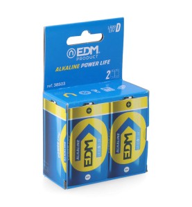 Pila alkalina power life d - lr20 1,5v (blister 2 uds) ø34,2 x 61,5 mm