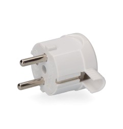 Clavija 2p+t tipo f t/tl salida lateral 4,8mm 16a 250v blanca
