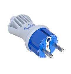 Clavija bipolar 16a 250v .espigas de ø 4,8mm.material blanco. ip44. sujetacables abatible 5706ckb solera