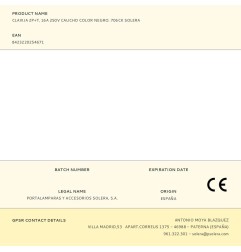 Clavija 2p+t, 16a 250v caucho color negro. 706ck solera